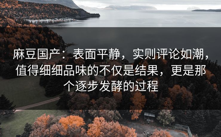 麻豆国产：表面平静，实则评论如潮，值得细细品味的不仅是结果，更是那个逐步发酵的过程