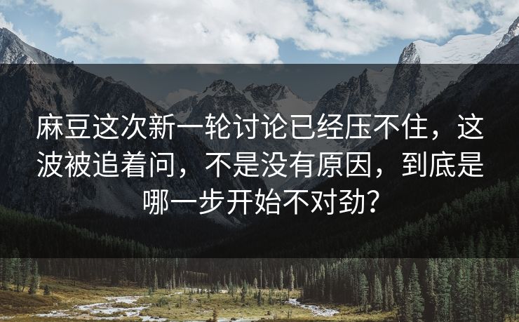 麻豆这次新一轮讨论已经压不住，这波被追着问，不是没有原因，到底是哪一步开始不对劲？