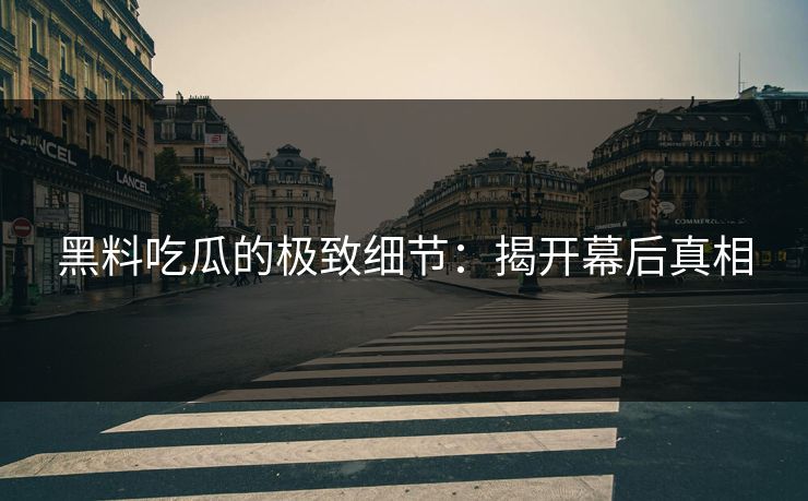 黑料吃瓜的极致细节：揭开幕后真相