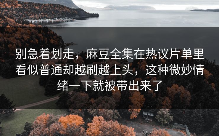 别急着划走，麻豆全集在热议片单里看似普通却越刷越上头，这种微妙情绪一下就被带出来了