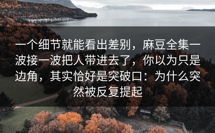 一个细节就能看出差别，麻豆全集一波接一波把人带进去了，你以为只是边角，其实恰好是突破口：为什么突然被反复提起