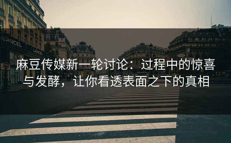 麻豆传媒新一轮讨论：过程中的惊喜与发酵，让你看透表面之下的真相