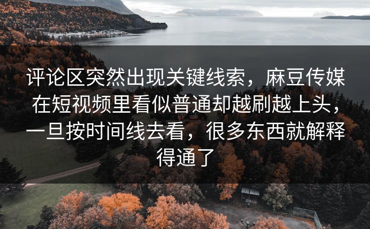 评论区突然出现关键线索，麻豆传媒在短视频里看似普通却越刷越上头，一旦按时间线去看，很多东西就解释得通了