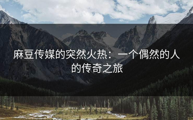 麻豆传媒的突然火热：一个偶然的人的传奇之旅