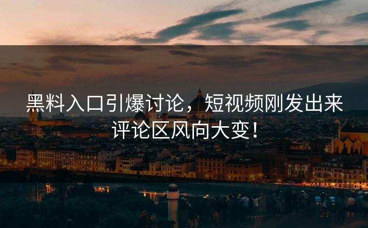 黑料入口引爆讨论，短视频刚发出来评论区风向大变！