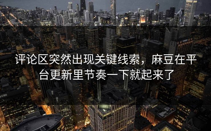 评论区突然出现关键线索，麻豆在平台更新里节奏一下就起来了