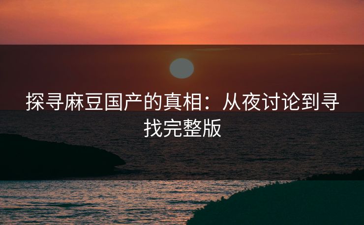 探寻麻豆国产的真相：从夜讨论到寻找完整版